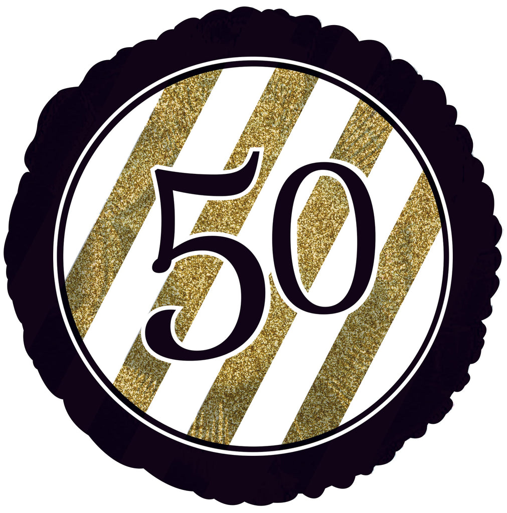 18" 50 Black & Gold Glitter Foil Balloon