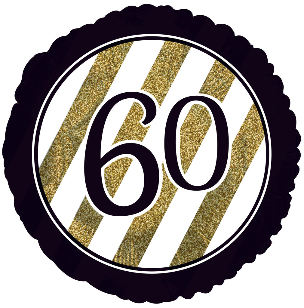 18" 60 Black & Gold Glitter Foil Balloon