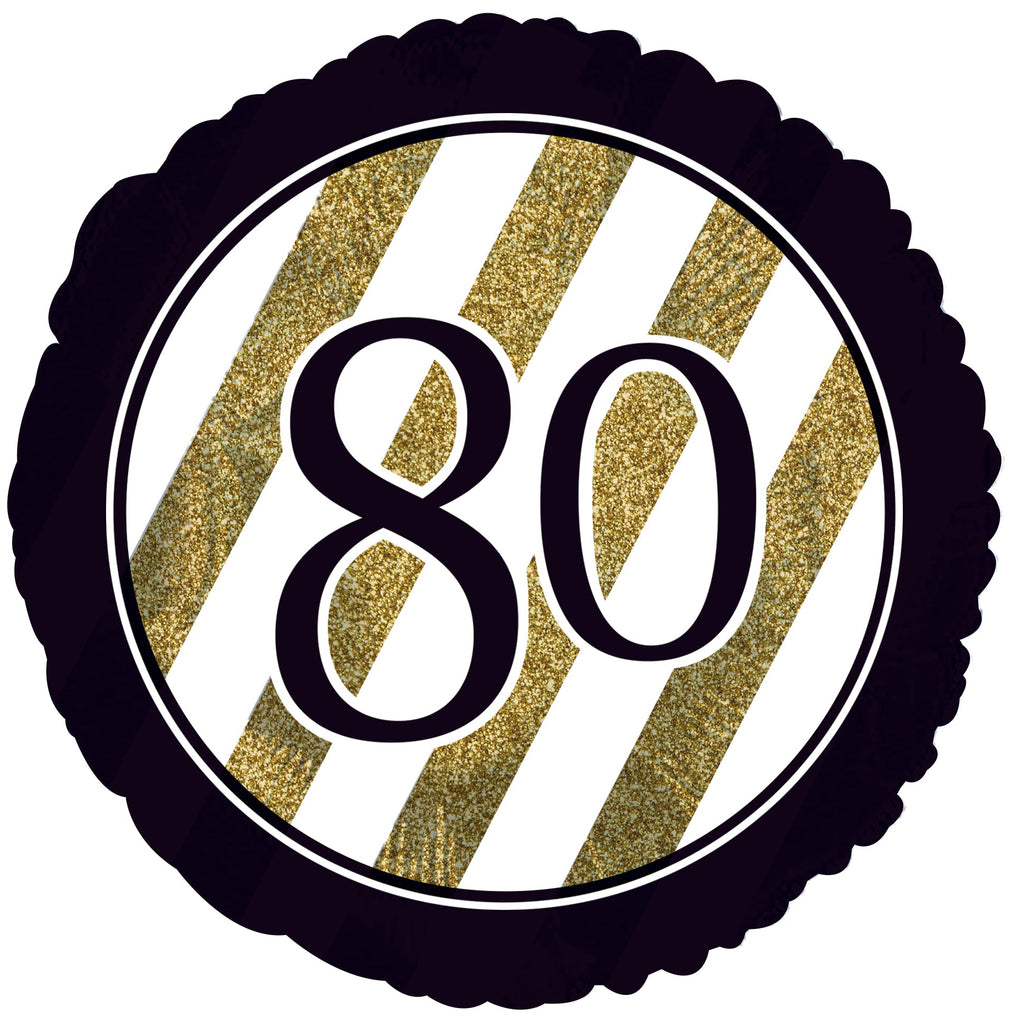 18" 80 Black & Gold Glitter Foil Balloon