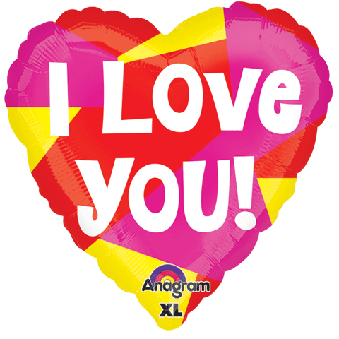 21" ColorBlast Love You Pink, Yellow & Red Balloon Packaged