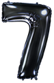 Inflated balloon to 32", 40" if uninflated. The color is Black. Number "7" Foil Balloon Manufactured by Flexmetal in Spain.