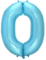 Inflated balloon to 32", 40" if uninflated. The color is Pastel Blue. Number "0" Foil Balloon Manufactured by Flexmetal in Spain.