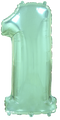 Inflated balloon to 32", 40" if uninflated. The color is Pastel Mint. Number "1" Foil Balloon Manufactured by Flexmetal in Spain.