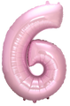 Inflated balloon to 32", 40" if uninflated. The color is Pastel Pink. Number "6" Foil Balloon Manufactured by Flexmetal in Spain.
