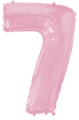 Inflated balloon to 32", 40" if uninflated. The color is Pastel Pink. Number "7" Foil Balloon Manufactured by Flexmetal in Spain.
