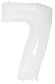 Inflated balloon to 32", 40" if uninflated. The color is White. Number "7" Foil Balloon Manufactured by Flexmetal in Spain.