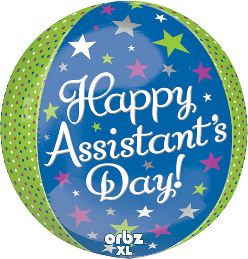 16" Orbz Jumbo Assistant's Day Green & Blue Packaged Balloon
