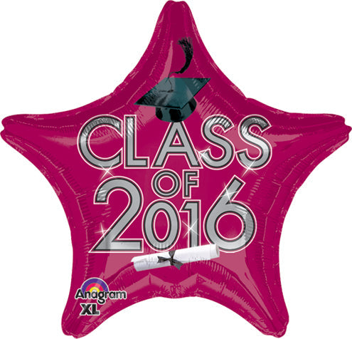 18" Graduation Class of 2016 - Red/Burgundy Balloon