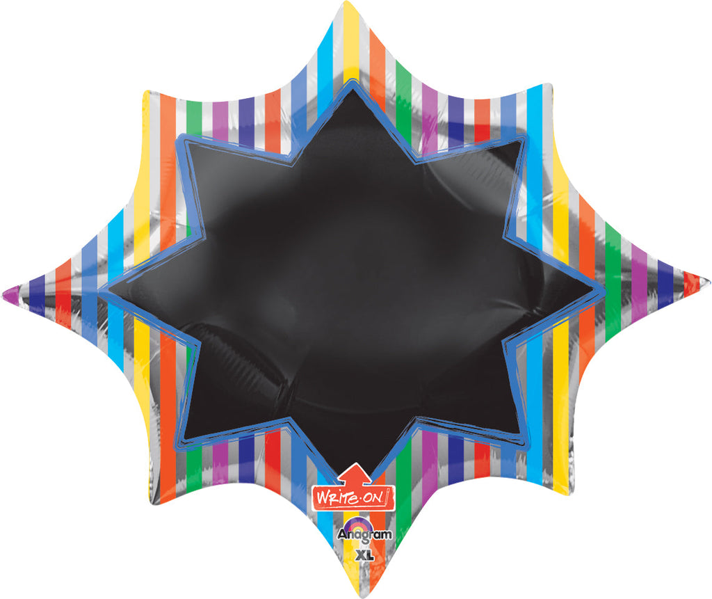 35" Jumbo Multi-Stripe Burst Black Board Balloon Packaged