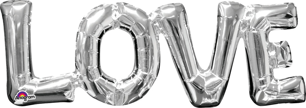 25" Airfill Only Jumbo Phrase " LOVE" Silver Balloon
