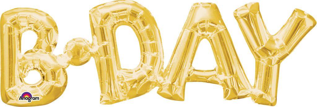 26" Jumbo Phrase " BDAY" Gold Balloon Packaged