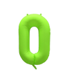 Mockup of inflated 34 inches Deco Number 0 Neon Green Balloon Made by Decochamp