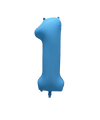 Mockup of inflated 34 inches Deco Number 1 Neon Blue Balloon Made by Decochamp