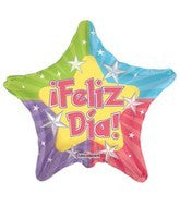 4" Airfill Only Feliz Dia Estrellas Balloon (Spanish)
