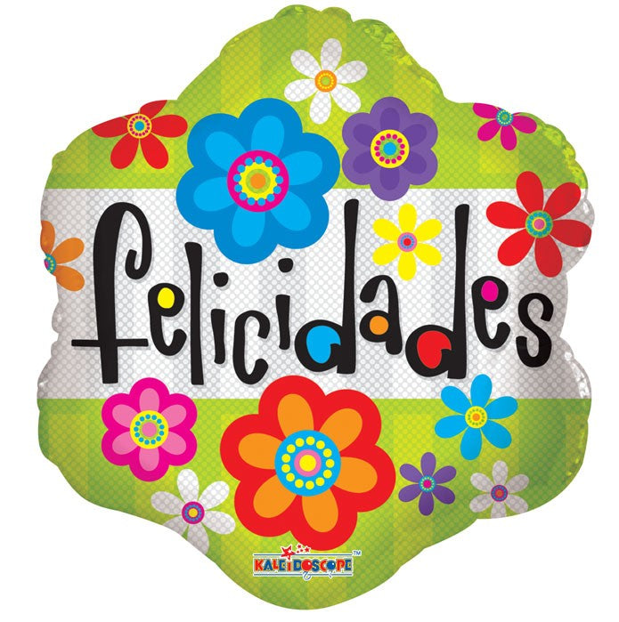 18" Felicidades Flores Mylar Balloon (Spanish)