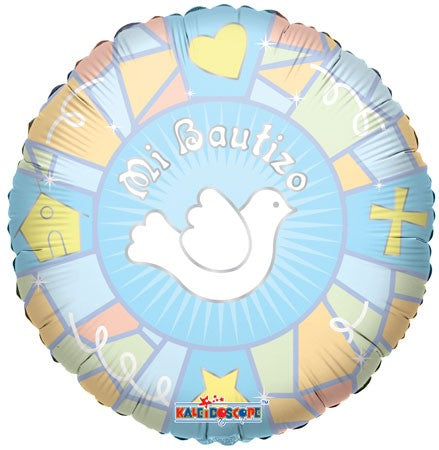 18" Mi Bautizo Vitral Azul Spanish Balloon