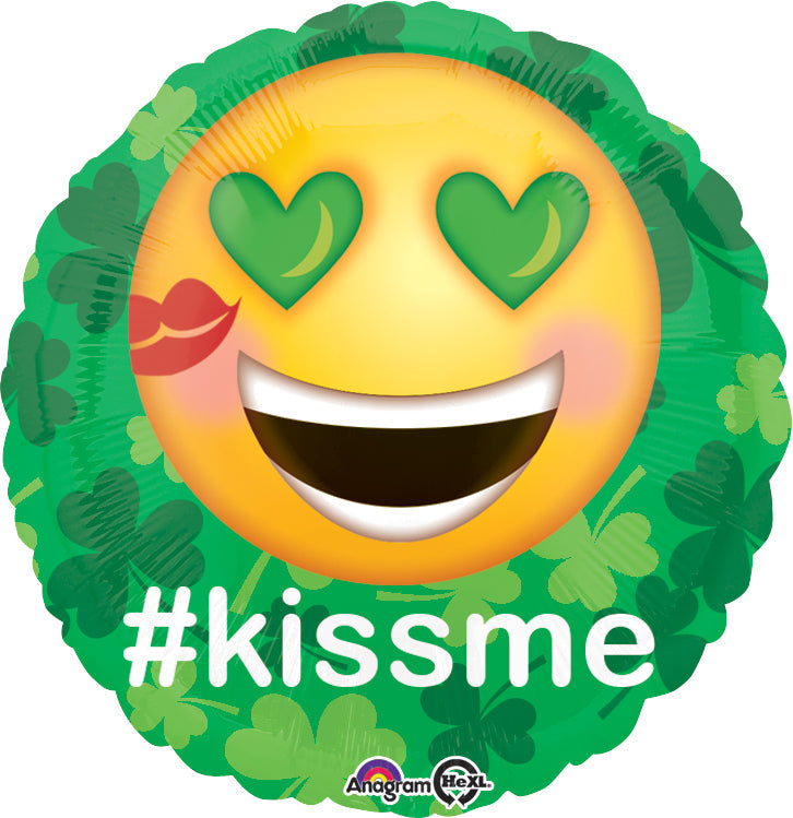 18" St. Pat's Kiss Me Emoticon Balloon