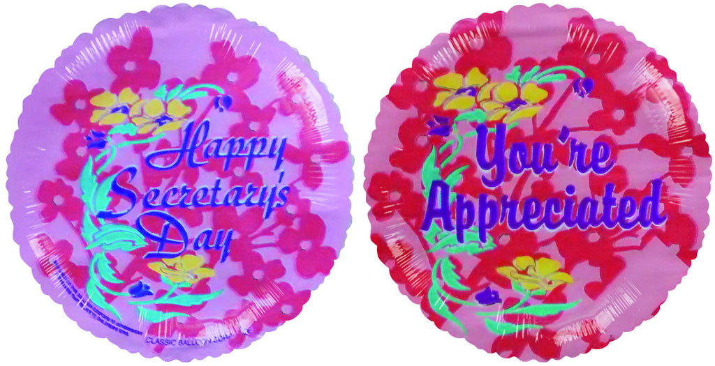 4" Airfill Only Secretary Day You're Appreciated Striped Balloon