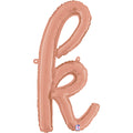 24" Air Filled Only Script Letter "K" Rose Gold Foil Balloon