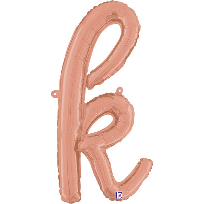 24" Air Filled Only Script Letter "K" Rose Gold Foil Balloon