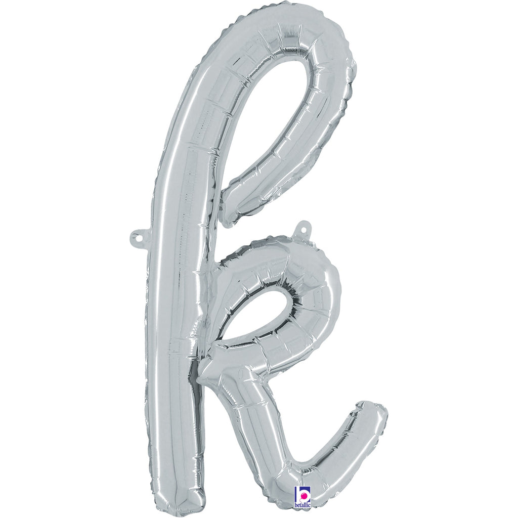 24" Air Filled Only Script Letter "K" Silver Foil Balloon