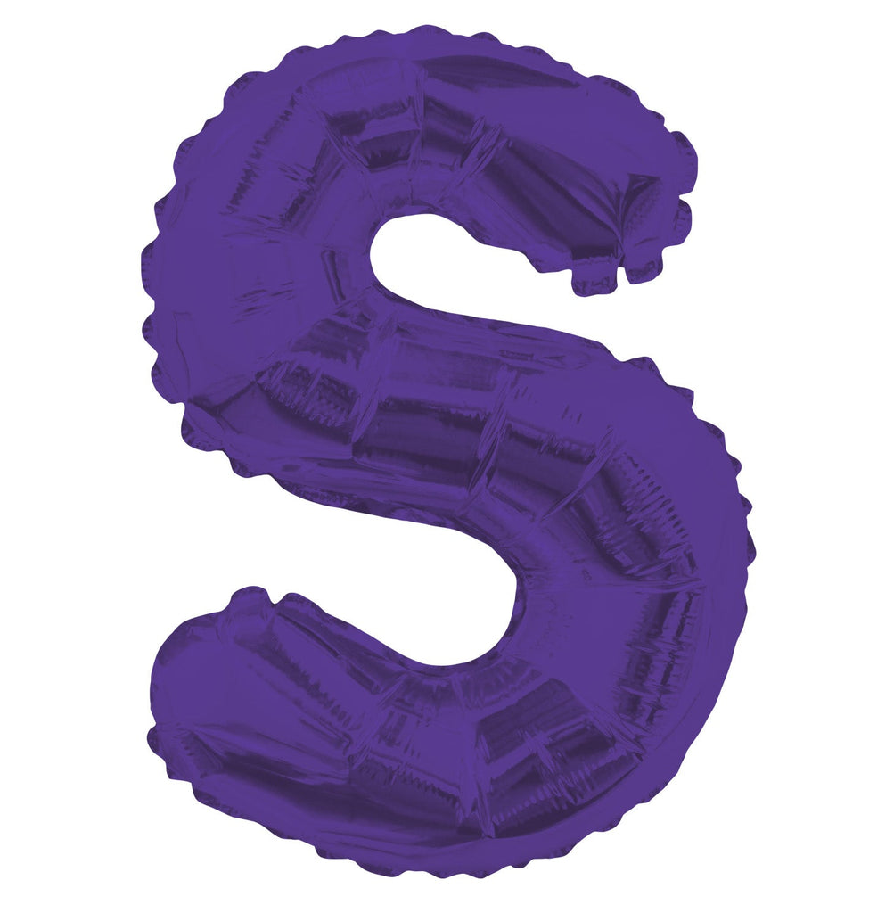14" Airfill with Valve Only Letter S Purple Balloon