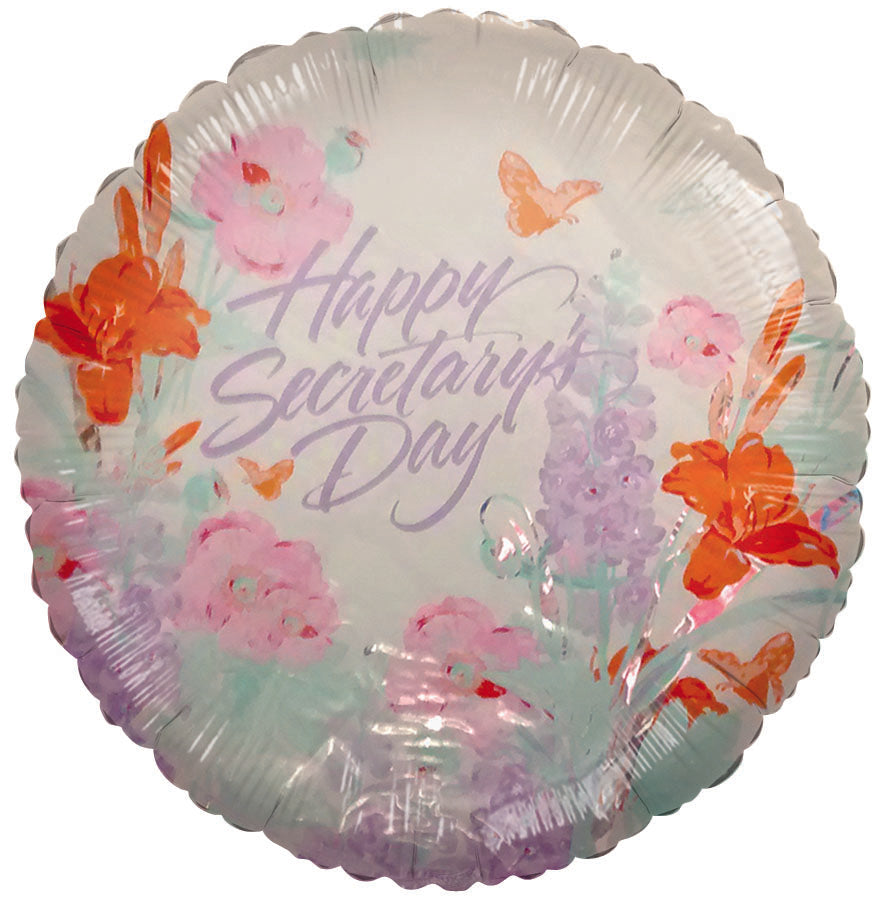 Uninflated 9" Airfill Only Happy Secretary's Day Spring Flower Balloon Manufactured By Classic