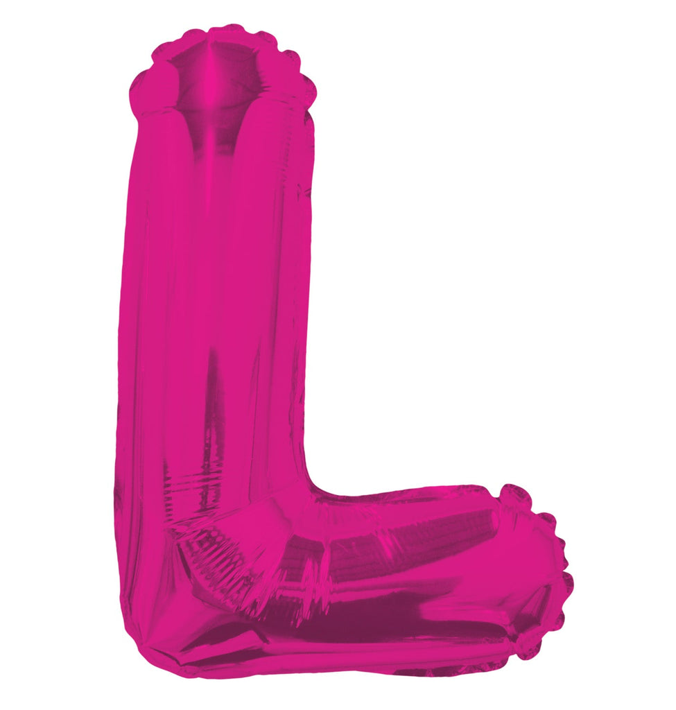14" Airfill with Valve Only Letter L Hot Pink Balloon