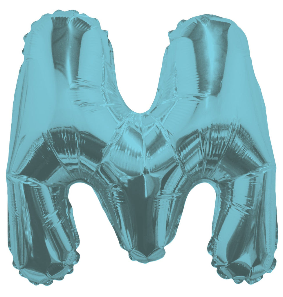 14" Airfill with Valve Only Letter M Light Blue Balloon