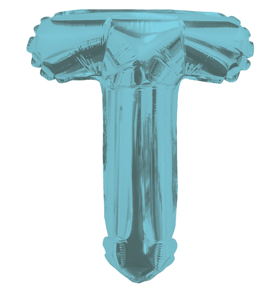 14" Airfill with Valve Only Letter T Light Blue Balloon