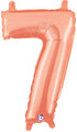 14" Airfill Only (Self Sealing) Megaloon Jr. Number 7 Rose Gold Balloon
