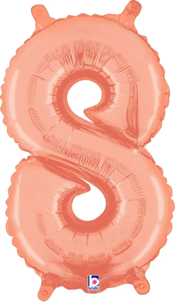 14" Airfill Only (Self Sealing) Megaloon Jr. Number 8 Rose Gold Balloon