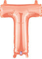 14" Airfill Only (Self Sealing) Megaloon Jr. Letter T Rose Gold Balloon