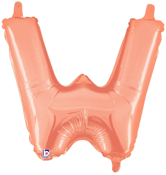 14" Airfill Only (Self Sealing) Megaloon Jr. Letter W Rose Gold Balloon