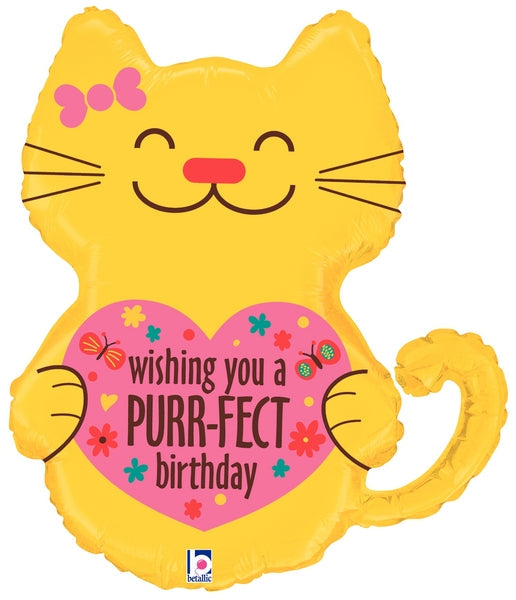 30" Foil Shape Balloon Packaged Purrrfect Birthday