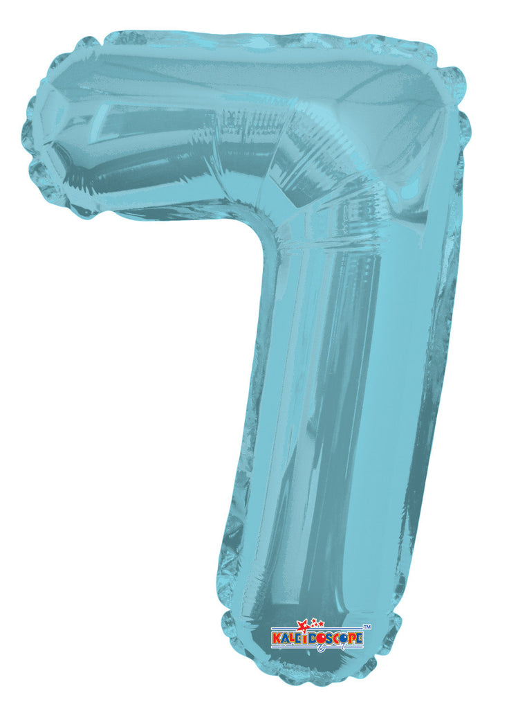 14" Airfill with Valve Only Number 7 Light Blue Balloon