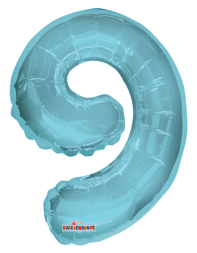 14" Airfill with Valve Only Number 9 Light Blue Balloon