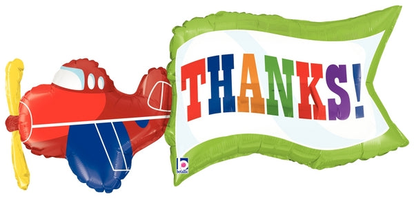 43" Foil Shape Balloon Packaged Airplane Thanks