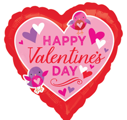 18" Happy Valentine's Day Birds Balloon
