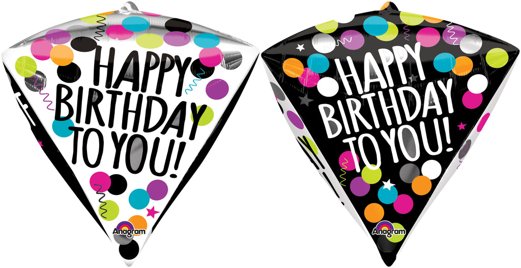 17" Happy Birthday Black & White Balloon