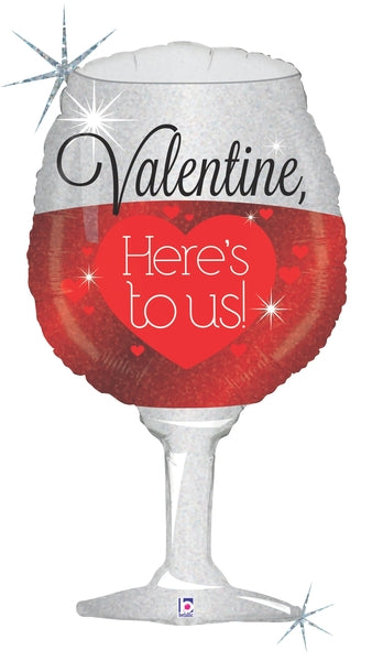 34" Holographic Shape Balloon Sparkling Valentine Wine