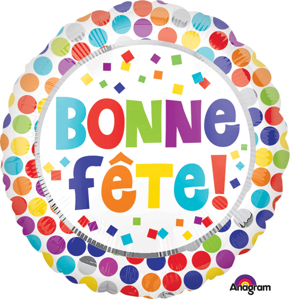 18" Bonne Fete Dots Balloon