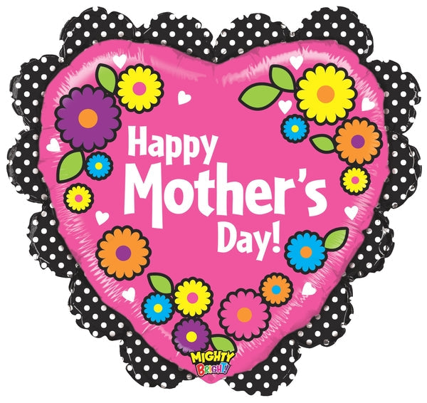 29" Mighty Bright Mighty Mother's Day Ruffled Heart Balloon