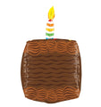 The Betallic 28" Multi-Sided Rainbow Birthday Cake Balloon features a square cake design with wavy icing, rainbow colors, and a striped lit candle on top, perfect for festive celebrations.