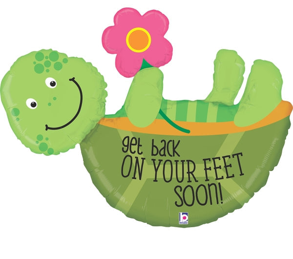 40" Foil Shape Back on Your Feet Turtle Balloon