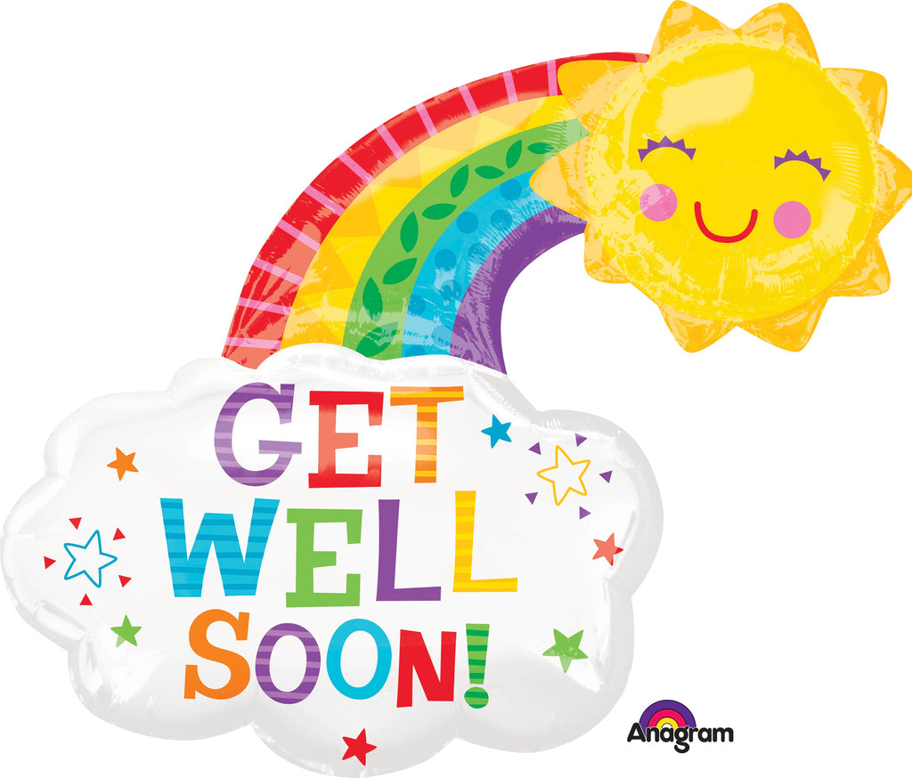 30" Jumbo Get Well Happy Rainbow Balloon