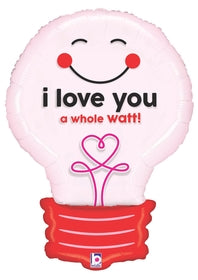 29" Clear Shape I Love You A Watt Lightbulb Balloon