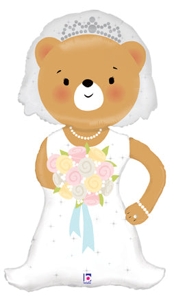 43" Foil Shape Linky Bride Bear Balloon