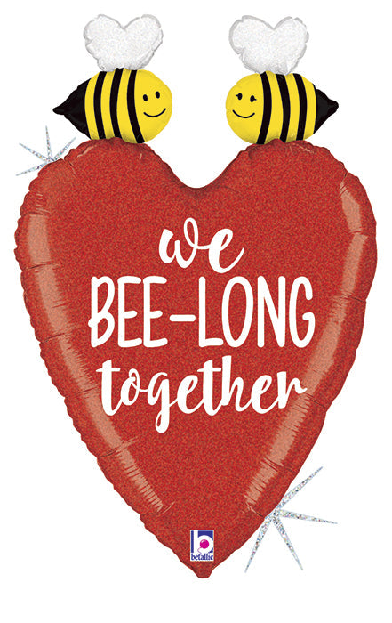 31" Holographic Balloon Glittering We Bee-Long Together