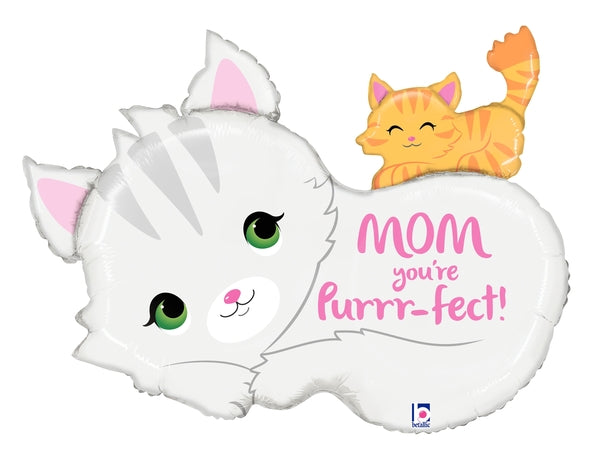 35" Shape Purr-fect Mom Foil Balloon